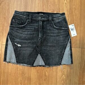 Hudson Jeans Distressed Black Denim Mini Skirt